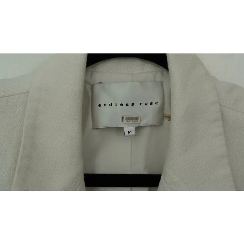 Endless Rose Off White Linen Oversized Vest Blazer Sz M